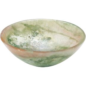 FASHIONZAADI Decorative Bowl - Jade Crystal - Bowl for Crystals - Green Crystals - Natural Gemstone - Pagan Decor - Spiritual Decor - Feng Shui Crystals - Crystal Gifts in Kuwait