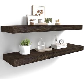 ارفف عائمة، رف حائط خشبي للحمام والمطبخ وغرفة النوم، ديكور منزلي خشبي، دعامة معلقة غير مرئية، طول 30 انش، خشب الجوز الداكن in Kuwait