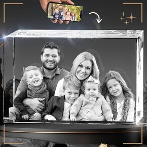 CAPTUR3D 3D Crystal Photo, Valentines Day Gifts for Women, Men, Wife, Husband, Mom, Great Personalized Gift using any Photo, 3D Crystal Cube, Custom 3D Picture, Customized Anniversary, Couple Gifts