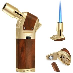 FANKAI Torch Lighter,Cigar Lighter with Cigar Punch Set,Lighters for Smoking,Cooking Torch with Safe Lock,Refillable Kitchen Torch Lighter for Cooking,BBQ,Crème Brulee,Baking,Welding,Resin