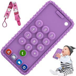 Besosay Baby Phone Teething Toys for Babies 0-3, 0-6, 6-12 Months | Soft Silicone Baby Cell Phone Teethers Toys | Baby Fidget Toys 0-6 Months | Infant Teether Pacifier for Breastfeeding Baby Boy Girl