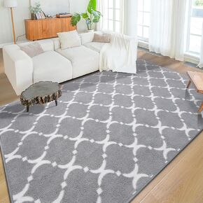 YJ.GWL Soft Shag Geometric Area Rug for Girls Bedroom, 4x6 Feet Pink Cozy Modern Indoor Memory Foam Carpet, Washable Fluffy Rugs for Living Room Kids Nursery Playroom Dorm Decor Floor Mat