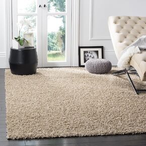SAFAVIEH Athens Shag Collection Area Rug - 8' x 10', Beige, Non-Shedding & Easy Care, 1.5-inch Thick Ideal for High Traffic Areas in Living Room, Bedroom (SGA119G) in Saudi Arabia