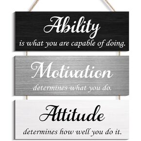 Pink Office Wall Decor, Ability Motivation Attitude Inspirational Wall Art Motivational Wall Plaques with Sayings Wooden Hangings Decor for Home in Saudi Arabia
