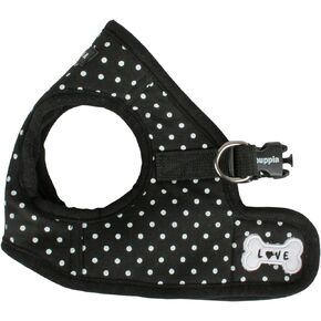 Puppia Dotty Step-in Vest Dog Harness No Pull No Choke Easy Wear Training Walking for Small Dog, Small, Black