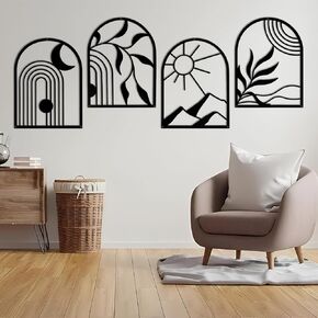 لوحة فنية جدارية معدنية من Phirown، ديكور حائط أسود مع شرائط ضوئية 3 قطع ديكور غرفة حديثة ديكور جدار مزرعة ريفي، جدار ديكور منزلي لغرفة المعيشة وغرفة النوم (عمودي) in Kuwait