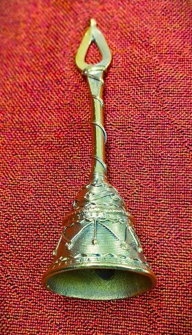 OmSai ES Handcrafted Dhokra Metal Art Traditional Hand Bell | Indian Metal Handicraft | Home | Desk Decor in Saudi Arabia