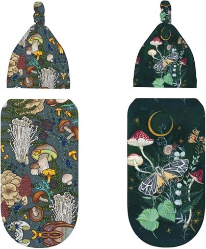 2 حزمة الفطر الوليد الطفل قماط الطفل الرضع حقيبة النوم مع قبعة صغيرة لطفل الأشياء التصوير الفوتوغرافي in Kuwait