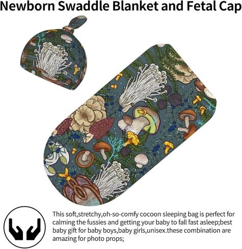 2 حزمة الفطر الوليد الطفل قماط الطفل الرضع حقيبة النوم مع قبعة صغيرة لطفل الأشياء التصوير الفوتوغرافي in Kuwait