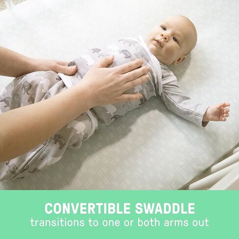 SwaddleMe by Ingenuity Arms Free Convertible Swaddle, Size Large, For Ages 3-6 Months, 14-18 Pounds, Up to 30 Inches Long, 1-Pack Baby Swaddle Wrap in Kuwait