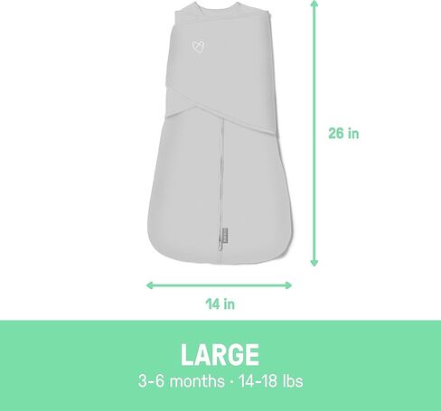SwaddleMe by Ingenuity Arms Free Convertible Swaddle, Size Large, For Ages 3-6 Months, 14-18 Pounds, Up to 30 Inches Long, 1-Pack Baby Swaddle Wrap in Kuwait