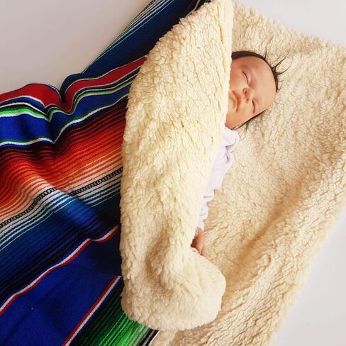 Sarape Baby Blanket, cozzy Quilt, Mexican Blanket, Swaddle balnket, Lovey Blanket (Blue) in Kuwait