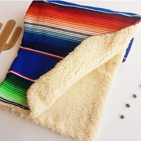 Sarape Baby Blanket, cozzy Quilt, Mexican Blanket, Swaddle balnket, Lovey Blanket (Blue) in Kuwait