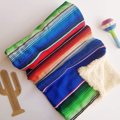 Sarape Baby Blanket, cozzy Quilt, Mexican Blanket, Swaddle balnket, Lovey Blanket (Blue) in Kuwait