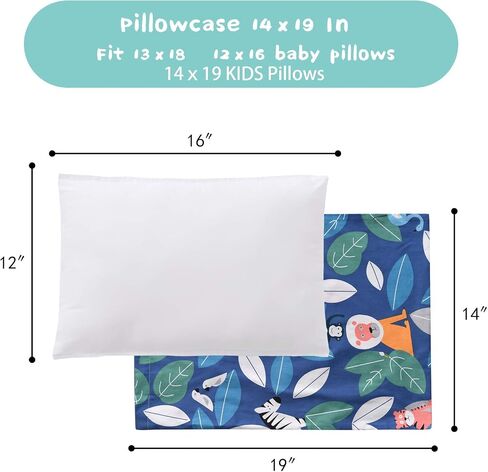 Gina Era Ergonomic Toddler Pillowcase,(2 Pack) 100% Cotton Pillowscase, Size:14 * 19 inch,Fits Kids Pillows sizesd 13 x 18 or 12x 16 - Machine Washable (style17) in Saudi Arabia