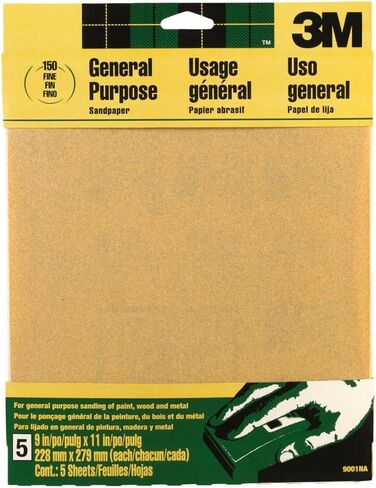 3M 9001NA Aluminum Oxide Sandpaper, 150-Grit, 9 x 11-In., 5-Pk. - Quantity 10 in Saudi Arabia