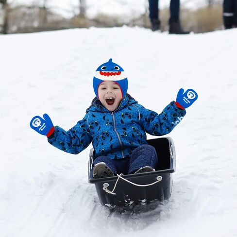 Baby Shark Toddler Winter Hat and Toddler Mittens, Warm Kids Winter Gloves with Matching Toddler Beanies for Boys and Girls in Kuwait