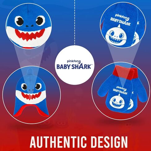Baby Shark Toddler Winter Hat and Toddler Mittens, Warm Kids Winter Gloves with Matching Toddler Beanies for Boys and Girls in Kuwait