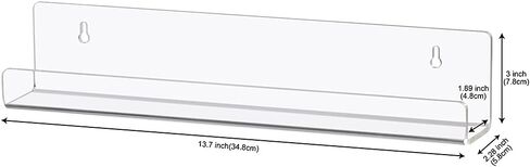 ECOSEAO Kids Floating Bookshelves, Acrylic Wall-Mounted for Small & Thin Books, Clear Invisible Wall Bookshelves Ledge Book Shelf, 5MM Thicker with Free Screwdriver (13.7inch-4Packs) in Saudi Arabia