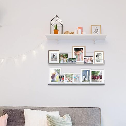ECOSEAO Kids Floating Bookshelves, Acrylic Wall-Mounted for Small & Thin Books, Clear Invisible Wall Bookshelves Ledge Book Shelf, 5MM Thicker with Free Screwdriver (13.7inch-4Packs) in Saudi Arabia