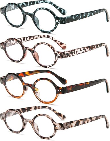 KoKoBin 4-Pack Mini Small Round Reading Glasses Comfortable Readers for Women and Men (Multicoloured, 1.75, multiplier_x) in Kuwait