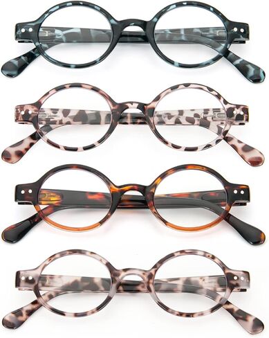 KoKoBin 4-Pack Mini Small Round Reading Glasses Comfortable Readers for Women and Men (Multicoloured, 1.75, multiplier_x) in Kuwait