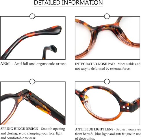KoKoBin 4-Pack Mini Small Round Reading Glasses Comfortable Readers for Women and Men (Multicoloured, 1.75, multiplier_x) in Kuwait