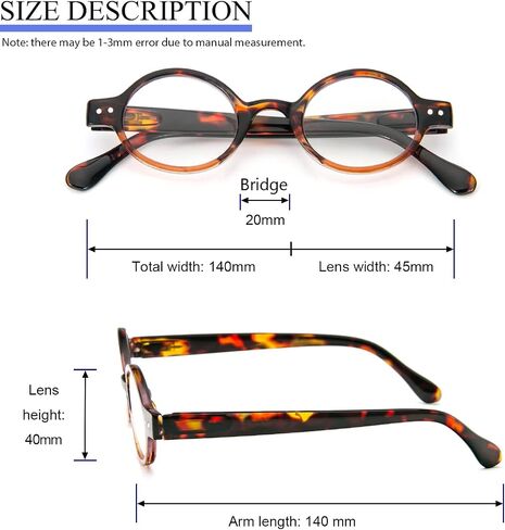 KoKoBin 4-Pack Mini Small Round Reading Glasses Comfortable Readers for Women and Men (Multicoloured, 1.75, multiplier_x) in Kuwait