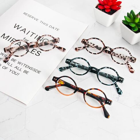 KoKoBin 4-Pack Mini Small Round Reading Glasses Comfortable Readers for Women and Men (Multicoloured, 1.75, multiplier_x) in Kuwait