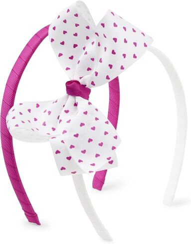 Gymboree Girls and Toddler Headbands and Hair Accessories, White Bow/Magenta Hb 2 Pack, One Size in Saudi Arabia