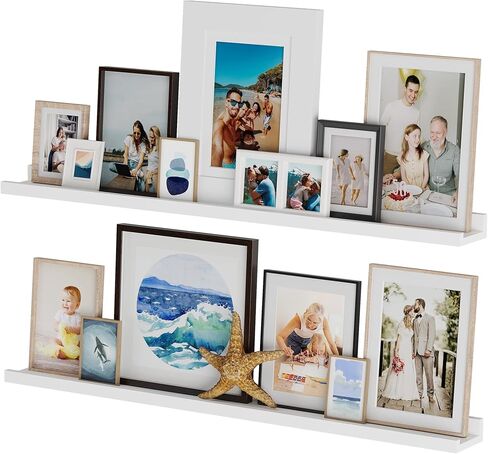 يو هاف سبيس رف جانبي للصور مقاس 36 انش من لاجوس لديكور غرفة المعيشة، ديكور مكتب وديكور مطبخ المزرعة، لون ابيض، مجموعة من قطعتين in Kuwait