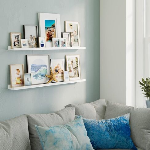 يو هاف سبيس رف جانبي للصور مقاس 36 انش من لاجوس لديكور غرفة المعيشة، ديكور مكتب وديكور مطبخ المزرعة، لون ابيض، مجموعة من قطعتين in Kuwait