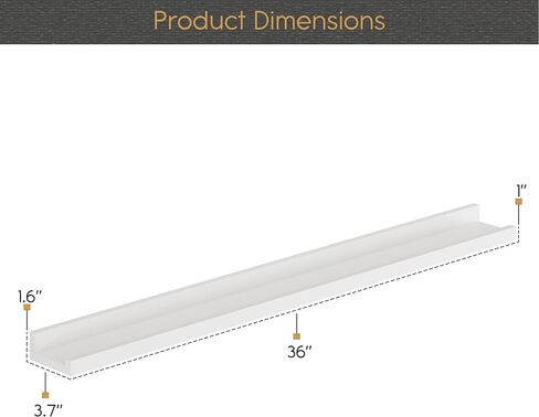 يو هاف سبيس رف جانبي للصور مقاس 36 انش من لاجوس لديكور غرفة المعيشة، ديكور مكتب وديكور مطبخ المزرعة، لون ابيض، مجموعة من قطعتين in Kuwait