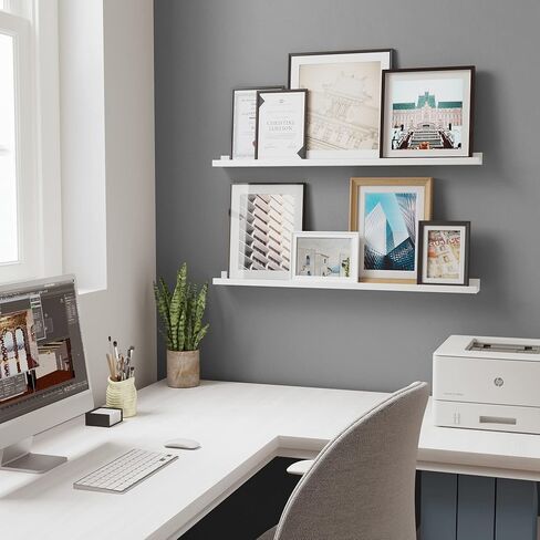 يو هاف سبيس رف جانبي للصور مقاس 36 انش من لاجوس لديكور غرفة المعيشة، ديكور مكتب وديكور مطبخ المزرعة، لون ابيض، مجموعة من قطعتين in Kuwait