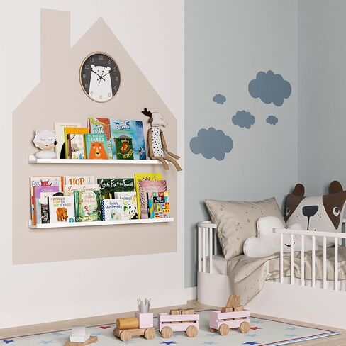 يو هاف سبيس رف جانبي للصور مقاس 36 انش من لاجوس لديكور غرفة المعيشة، ديكور مكتب وديكور مطبخ المزرعة، لون ابيض، مجموعة من قطعتين in Kuwait