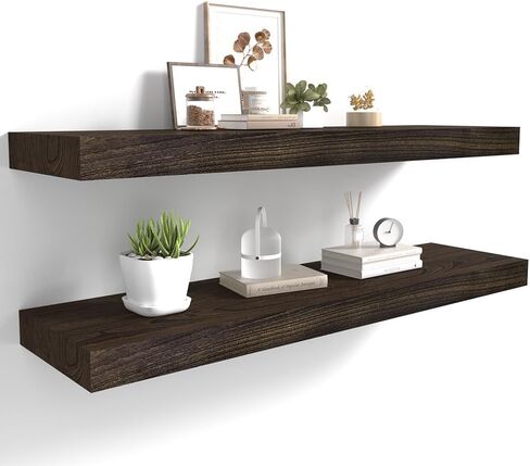 ارفف عائمة، رف حائط خشبي للحمام والمطبخ وغرفة النوم، ديكور منزلي خشبي، دعامة معلقة غير مرئية، طول 30 انش، خشب الجوز الداكن in Kuwait