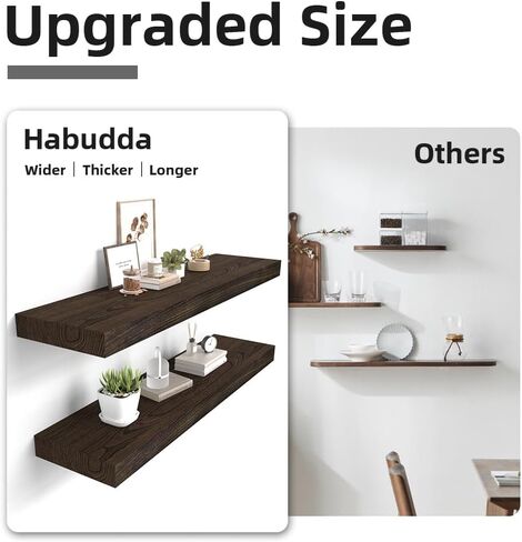 ارفف عائمة، رف حائط خشبي للحمام والمطبخ وغرفة النوم، ديكور منزلي خشبي، دعامة معلقة غير مرئية، طول 30 انش، خشب الجوز الداكن in Kuwait