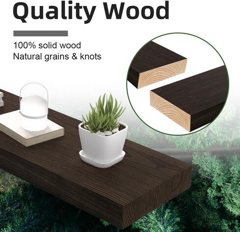 ارفف عائمة، رف حائط خشبي للحمام والمطبخ وغرفة النوم، ديكور منزلي خشبي، دعامة معلقة غير مرئية، طول 30 انش، خشب الجوز الداكن in Kuwait