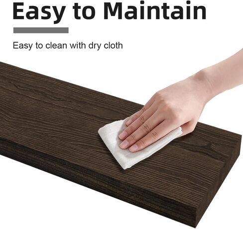 ارفف عائمة، رف حائط خشبي للحمام والمطبخ وغرفة النوم، ديكور منزلي خشبي، دعامة معلقة غير مرئية، طول 30 انش، خشب الجوز الداكن in Kuwait