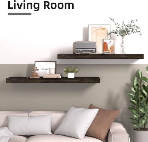 ارفف عائمة، رف حائط خشبي للحمام والمطبخ وغرفة النوم، ديكور منزلي خشبي، دعامة معلقة غير مرئية، طول 30 انش، خشب الجوز الداكن in Kuwait