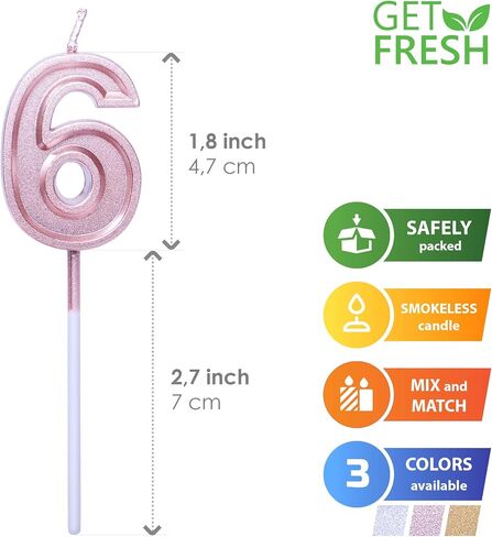 GET FRESH Number 0 Birthday Candle – Rose Gold Number Zero Candle on Stick – Elegant Pink Number Candles for Birthday Wedding Anniversary – Perfect Zero Birthday Cake Candle – Pink 0 Candle in Saudi Arabia