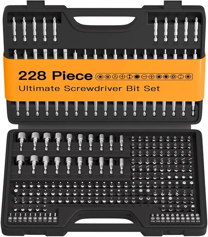 اينيرتويست مجموعة لقم مفك براغي من 228 قطعة، ساق سداسية CR-V 1/4 انش تتضمن رؤوس امان نادرة ومفك صواميل وحامل لقم مغناطيسي، مجموعة رؤوس مفك مثالية مع صندوق ادوات قوي in Kuwait