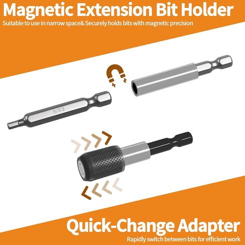 اينيرتويست مجموعة لقم مفك براغي من 228 قطعة، ساق سداسية CR-V 1/4 انش تتضمن رؤوس امان نادرة ومفك صواميل وحامل لقم مغناطيسي، مجموعة رؤوس مفك مثالية مع صندوق ادوات قوي in Kuwait