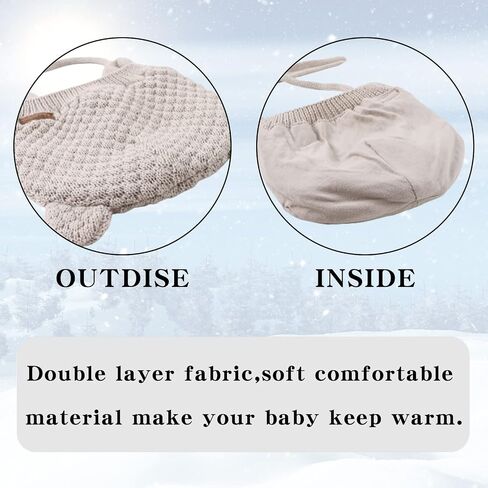 Bamery Baby Crochet Hat Infant Cute Bear Ear Beanie Toddler Boys Girls Earflap Hats for Fall Winter Warm Cap in Kuwait