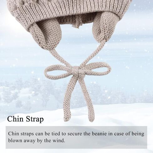 Bamery Baby Crochet Hat Infant Cute Bear Ear Beanie Toddler Boys Girls Earflap Hats for Fall Winter Warm Cap in Kuwait