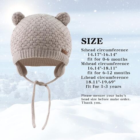 Bamery Baby Crochet Hat Infant Cute Bear Ear Beanie Toddler Boys Girls Earflap Hats for Fall Winter Warm Cap in Kuwait