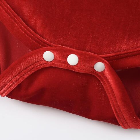 Muasaaluxi Newborn Baby Girl Christmas Outfit Santa Baby Ruffle Romper Onesie Velvet Flared Pants Xmas Hat Winter Clothes in Saudi Arabia