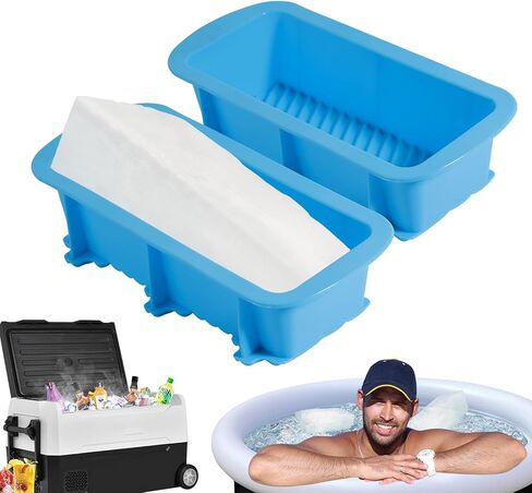 قالب مكعبات ثلج كبير جدًا من PUSEALON، عبوتين من مكعبات الثلج سعة 2.2 رطل، مكعبات ثلج لحوض الغطس البارد أو المبردات، صينية مكعبات ثلج كبيرة من السيليكون قابلة لإعادة الاستخدام لمبرد حمام الثلج، قوالب مكعبات ثلج كبيرة in Kuwait