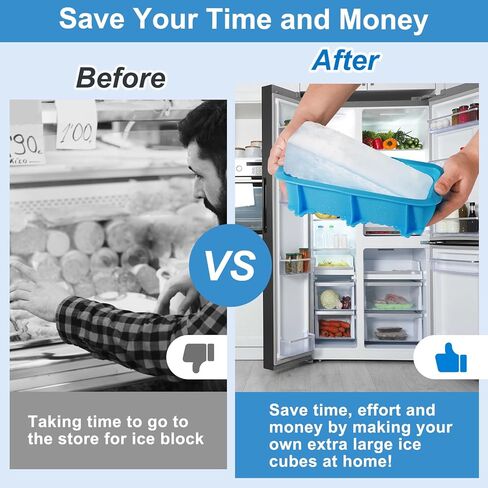 قالب مكعبات ثلج كبير جدًا من PUSEALON، عبوتين من مكعبات الثلج سعة 2.2 رطل، مكعبات ثلج لحوض الغطس البارد أو المبردات، صينية مكعبات ثلج كبيرة من السيليكون قابلة لإعادة الاستخدام لمبرد حمام الثلج، قوالب مكعبات ثلج كبيرة in Kuwait