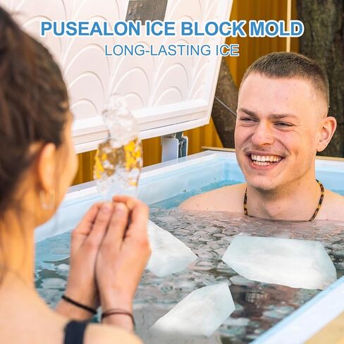 قالب مكعبات ثلج كبير جدًا من PUSEALON، عبوتين من مكعبات الثلج سعة 2.2 رطل، مكعبات ثلج لحوض الغطس البارد أو المبردات، صينية مكعبات ثلج كبيرة من السيليكون قابلة لإعادة الاستخدام لمبرد حمام الثلج، قوالب مكعبات ثلج كبيرة in Kuwait